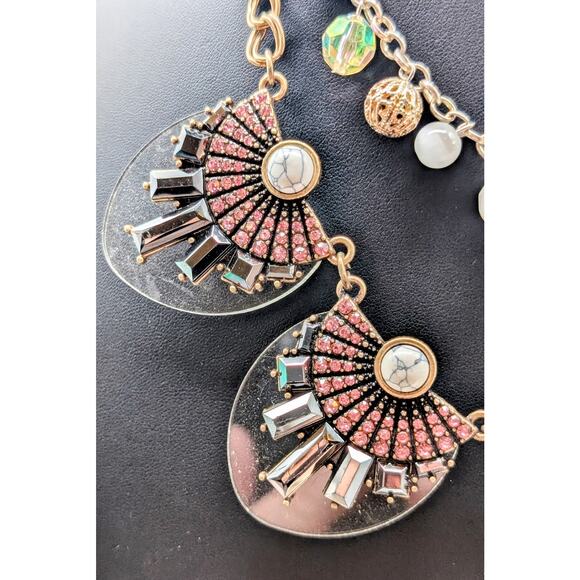 Mixed Lot Clear Pink Rhinestones Howlite 2 Necklaces & 2 Coordinating Bracelets - Picture 6 of 10